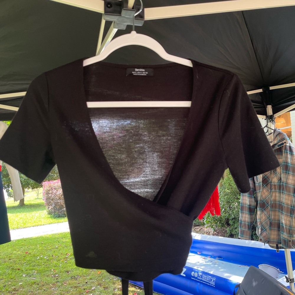 Bershka Black V-Neck Bodysuit